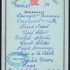 BREAKFAST [held by] CROMWELL STEAMSHIP COMPANY [at] EN ROUTE (SS;)