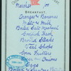 BREAKFAST [held by] CROMWELL STEAMSHIP COMPANY [at] EN ROUTE (SS;)