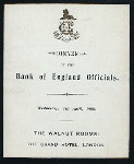 DINNER [held by] BANK OF ENGLAND OFFICIALS [at] "THE WALNUT ROOMS,THE GRAND HOTEL,LONDON,[ENGLAND]" (HOTEL;)