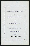 BANQUET PREIS KEGELNS (BOWLING PRIZE?) [held by] VEREINIGTE KEGEL-CLUBS DEUTSCHER LIEDERKRANS [at] "NEW YORK, NY"