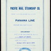 DINNER [held by] PACIFIC MAIL STEAMSHIP CO. [at] EN ROUTE ABOARD PANAMA LINE STEAMSHIP CITY OF PARA (SS;)