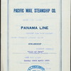 DINNER [held by] PACIFIC MAIL STEAMSHIP CO. [at] EN ROUTE ABOARD PANAMA LINE STEAMSHIP CITY OF PARA (SS;)