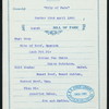 LUNCH; [held by] PACIFIC MAIL STEAMSHIP CO. [at] EN ROUTE ABOARD PANAMA LINE STEAMSHIP CITY OF PARA (SS;)