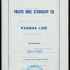 DINNER [held by] PACIFIC MAIL STEAMSHIP CO. [at] "PANAMA LINE,CITY OF PARA" (SS;)