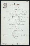 FAREWELL DINNER GIVEN BY MR. THOMAS HASTINGS BEFORE HIS MARRIAGE TO MISS HELEN BENEDICT] [held by] [MR. THOMAS HASTINGS] [at] "SHERRY'S, NEW YORK, NY" (REST;)