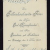 SILBERHOCHZEITS-FEIER (SILVER WEDDING ANNIVERSARY) [held by] CARL KAMPFHENKEL UND FRAU CAROLINE GEBORN SAHLMON [at] HAMBURG.