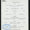 BREAKFAST [held by] CHESAPEAKE & OHIO RAILWAY [at] FFV LIMITED DINING CARS (RR;)