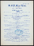SUPPER, A LA CARTE [held by] B.& O. BLUE LINE [at] "DINING CAR SERVICE, CAR ""HOLLAND""" (RR;)