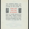 SIXTEENTH ANNUAL DINNER OF NEW YORK ASSN OF ALUMNI [held by] PHILLIPS EXETER ACADEMY [at] "HOTEL MANHATTAN, NY" (HOTEL;)