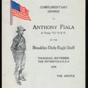 COMPLIMENTARY DINNER TO ANTHONY FIALA OF TROOP "C," U.S.V. [held by] BROOKLYN DAILY EAGLE STAFF [at] "ARGYLE, THE, BROOKLYN, NY" ([REST?];)