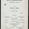 DINNER FOR FRANK C. BONE [held by] CHRYSANTHEMUM CLUB [at] "MANHATTAN HOTEL, NEW YORK, NY" (HOT;)