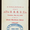COLLATION TO HOTEL MEN'S MUTUAL BENEFIT ASSOCIATION [held by] HOTEL MEN'S MUTUAL BENEFIT AASOCIATION [at] "GREAT NORTHERN HOTEL , CHICAGO, IL" (HOTEL;)