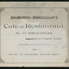 DAILY BILL OF FARE [held by] RAIMONDO BRAGUGLIA'S CAFE' & RESTAURANT [at] CAFE & REST (REST;)
