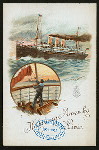 DINNER [held by] HAMBURG-AMERICA LINE [at] EN-ROUTE EXPRESS-STEAMER FURST BISMARCK (SS;)