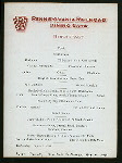 BREAKFAST [held by] ARION SOCIETY [at] PENNSYLVANIA RAILROAD DINING CARS EN ROUTE NEW YORK TO CHICAGO (RR)