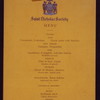DINNER [held by] SAINT NICHOLAS SOCIETY [at] "DELMONICO'S, NEW YORK, NY" (HOTEL;)