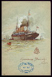 DINNER [held by] HAMBURG-AMERIKA LINIE [at] ENROUTE  ABOARD SCHNELLDAMPFER (EXPRESS-STEAMER) FURST BISMARCK (SS;)