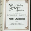 DINNER [held by] CHAMPLAIN HOTEL [at] """THE D&H"" DINING CAR SERVICE BETWEEN ROUSES POINT, HOTEL CHAMPLAIN AND WHITEHALL" (HOTEL;)