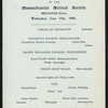 ANNUAL BANQUET [held by] MASSACHUSETTS MEDICAL SOCIETY [at] "MECHANICS HALL, [BOSTON, MA];" (OTHER;)