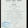 DINER [held by] IMPERIAL HOTEL LIMITED [at] "[TOKYO, JAPAN]" (HOTEL;)