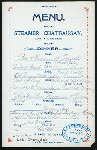 DINNER [held by] STEAMER CHATEAUGAY [at] "ABOARD SS CHATEAUGAY, [LAKE CHAMPLAIN, {NY}];" (SS;)