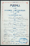 DINNER [held by] STEAMER CHATEAUGAY [at] "ABOARD SS CHATEAUGAY, [LAKE CHAMPLAIN, {NY}];" (SS;)