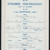 DINNER [held by] STEAMER CHATEAUGAY [at] "ABOARD SS CHATEAUGAY, [LAKE CHAMPLAIN, {NY}];" (SS;)