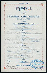 DINNER [held by] STEAMER CHATEAUGAY [at] "ABOARD SS CHATEAUGAY, [LAKE CHAMPLAIN, {NY}];" (SS;)