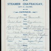 DINNER [held by] STEAMER CHATEAUGAY [at] "ABOARD SS CHATEAUGAY, [LAKE CHAMPLAIN, {NY}];" (SS;)