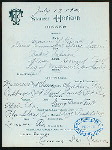 DINNER [held by] ? [at] "ABOARD STEAMER HORICON, [LAKE GEORGE {NY}];" (SS;)