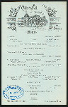 DINNER [held by] CONGRESS HALL [at] "SARATOGA SPRINGS, NY" (HOTEL;)