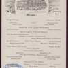 DINNER [held by] CONGRESS HALL [at] "SARATOGA SPRINGS, NY" (HOTEL;)