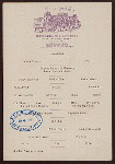 SUPPER [held by] CONGRESS HALL [at] "SARATOGA SPRINGS, NY" (HOTEL;)