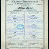 DAILY MENU [held by] C.SCHMID [at] "KAISER-RESTAURANT,61A KAISER FRIEDRICHSTRASSE,CHARLOTTENBURG" (REST;FOREIGN;)