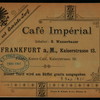 DAILY MENU [held by] CAFE' IMPERIAL [at] "FRANKFURT, GERMANY - 13 KAISERSTRASSE" (CAFE')