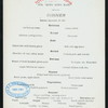 DINNER [held by] TOYO KISEN KAISHA - SS HONG KONG MARU [at] EN ROUTE (SS)