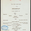 BREAKFAST [held by] TOYO KISEN KAISHA [at] EN ROUTE ABOARD HONG KONG MARU (SS;)