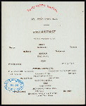 BREAKFAST [held by] TOYO KISEN KAISHA [at] EN ROUTE ABOARD SS HONG KONG MARU (SS;)