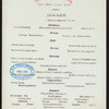 DINNER [held by] TOYO KISEN KAISHA [at] EN ROUTE ABOARD SS HONG KONG MARU (SS;)