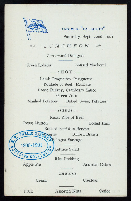 LUNCHEON [held by] U.S.M.S. [at] EN ROUTE ABOARD USMS ST. LOUIS (SS ...