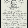 DINNER [held by] GRAND HOTEL CENTRAL [at] LISBONNE (PORTUGAL?) (FOR;)