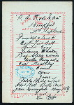 BREAKFAST [held by] NIPPON YUSEN KAISHA [at] EN ROUTE ABOARD SS. KOBE MARU (SS;)
