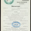 BREAKFAST [held by] LEHIGH VALLEY RAILROAD - DINING CAR SERVICE [at] EN ROUTE (RR)