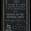 BANQUET IN HONOR OF PRESIDENT W.L.WILD AND EX-PRESIDENT T.F.CHARLESWORTH [held by] SENATE OF THE NATIONAL UNION [at] "GRISWOLD HOUSE,DETROIT,MI" (HOTEL;)