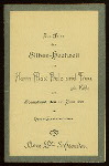 SILVER WEDING ANNIVERSARY [held by] MAX PRALE AND WIFE GEB. KAHLE [at] "HAMBURG, [GERMANY]" (FOR;)