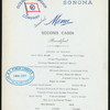 BREAKFAST - SECOND CABIN [held by] OCEANIC STEAMSHIP COMPANY [at] SS SONOMA (SS;)