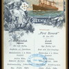 LUNCH [held by] HAMBURG-AMERIKA LINIE [at] EN ROUTE ABOARD FURST BISMARCK (SS;)