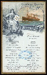 LUNCH [held by] HAMBURG-AMERIKA LINIE [at] EN ROUTE ABOARD FURST BISMARCK (SS;)