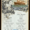 LUNCH [held by] HAMBURG-AMERIKA LINIE [at] EN ROUTE ABOARD FUST BISMARCK (FOR/SS;)
