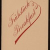 BREAKFAST [held by] HAMBURG-AMERIKA LINIE [at] SS FURST BISMARCK (SS;)